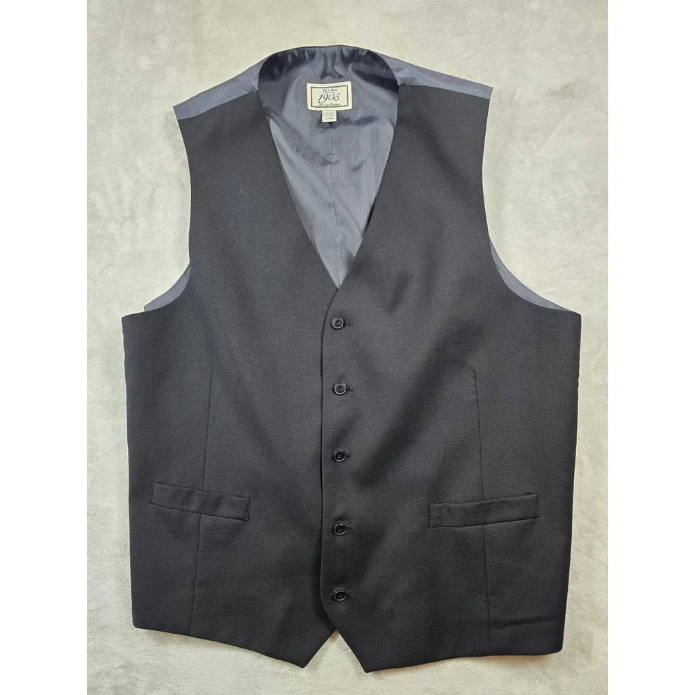 JoS A Bank Suit Vest Mens 2XL Black Wool Blend Formal 1905 Collection Waistcoat